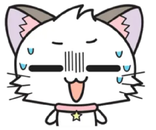 😐 gato, anime, adesivo, desenho animado, fofo, suando, preocupado, kawaii whatsapp sticker