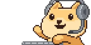 😊 собака, пиксель арт, гарнитура, поддержка клиентов, helpdesk telegram sticker
