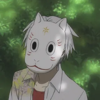 😀 Máscara, Anime, Cabelo branco, Máscara de raposa, Máscara de espírito, Personagem telegram sticker