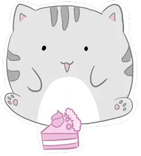🍰 chat, gâteau, mignon, kawaii, dessert, animal, autocollant telegram sticker