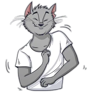 🤗 cat, animal, cartoon, anthropomorphic, T-shirt, character, dancing whatsapp sticker