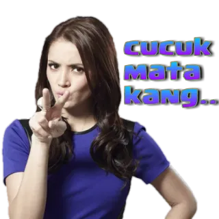 👁 CUCUK MATA KANG... donna, segno di pace, indonesiano, adesivo, Cucuk Mata whatsapp sticker