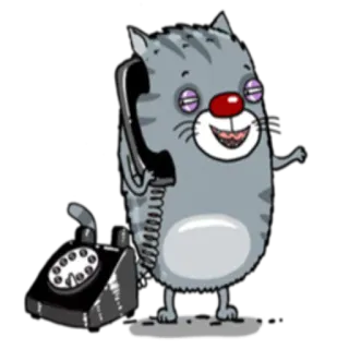 📲 고양이, 만화, 전화, 동물, 통화 telegram sticker