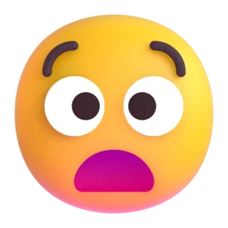 😩 อิโมจิ, ตกใจ, ประหลาดใจ, สีเหลือง, การ์ตูน telegram sticker