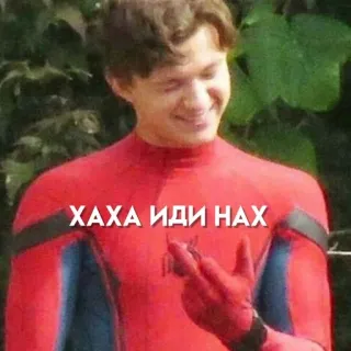 💋 Spider-Man ХАХА ИДИ НАХ Spider-Man, offensivo, Meme, russo, divertente, battuta telegram sticker
