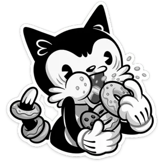 🍩 cartoon cat, donut, eating, kawaii, sticker, anthropomorphic, cookies telegram sticker