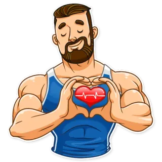 ❤️ spier, man, hart, fitness, liefde, bodybuilder telegram sticker