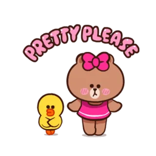 🙏 PRETTY PLEASE carino, per favore, orso, anatra, cartone animato whatsapp sticker