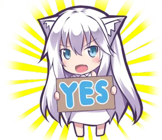 👍 YES Gadis anime, Telinga kucing, Chibi, Ya, Persetujuan, Lucu, Kartun telegram sticker