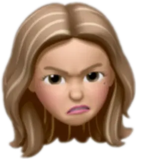 😡 Memoji, Avatar, Wütend, Frau, Cartoon, Gesicht telegram sticker