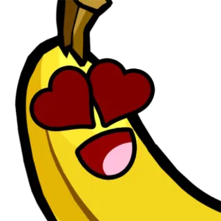 😍 plátano, ojos de corazón, dibujos animados, fruta, amor telegram sticker