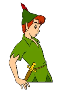 😳 Peter Pan ปีเตอร์แพน, ดิสนีย์, นิทาน, การ์ตูน, เนเวอร์แลนด์, เด็กผู้ชาย, ดาบ, สีเขียว telegram sticker