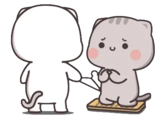 🍼 Dessin animé, Chat, Mignon, Animal, Suppliant telegram sticker