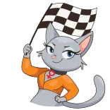 🏁 gato, bandeira quadriculada, corrida, desenho animado, animal, fofo, adesivo whatsapp sticker