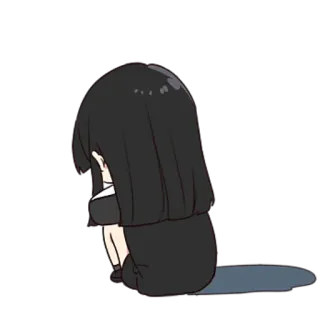 😔 triste, anime, chica, llorando, solo, depresión whatsapp sticker