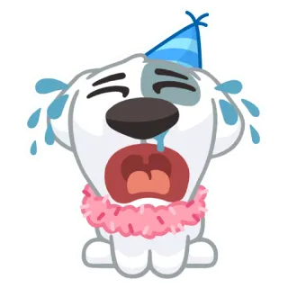 😢 dog, crying, party, sad, puppy, tears, birthday telegram sticker