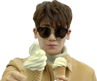 🍦 uomo, gelato, occhiali da sole, cibo, cono, dolce telegram sticker