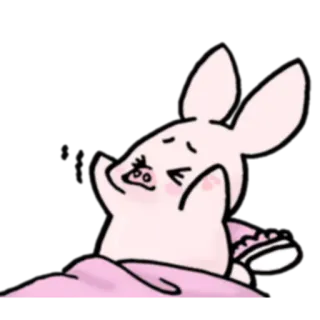 ⛅ зайчик, кролик, сонный, милый, животное, мультик telegram sticker