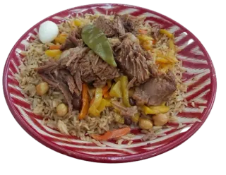 🍚 еда, рис, мясо, узбекский, плов, плов, азиатский telegram sticker