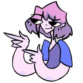 😎 การ์ตูน, ตัวละคร, ท่าทาง, ผมสีชมพู, ชี้, อนิเมะ telegram sticker