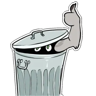 🗑 afval, vuilnis, blik, ogen, duim omhoog telegram sticker