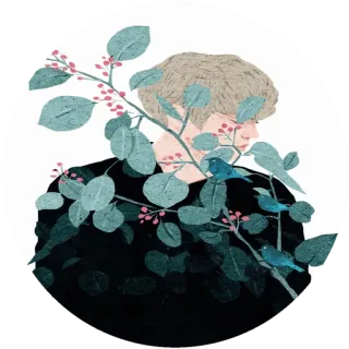 🌸 природа, человек, птицы, иллюстрация, листья telegram sticker