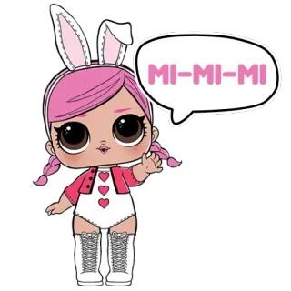 😻 MI-MI-MI lol doll, cute, bunny ears, pink, cartoon, girl telegram sticker