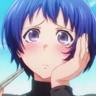 🌊 Anime, Personagem, Cabelo Azul, Expressão, Ilustração, Mangá telegram sticker