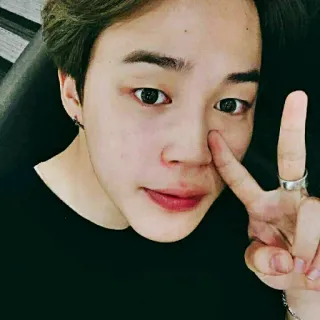 ✌ Jimin K-pop, BTS, cantante, musica, idolo, segno di pace telegram sticker