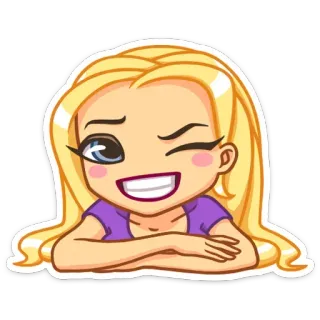 😉 Cartoon, Mädchen, blond, zwinkern, lächeln telegram sticker