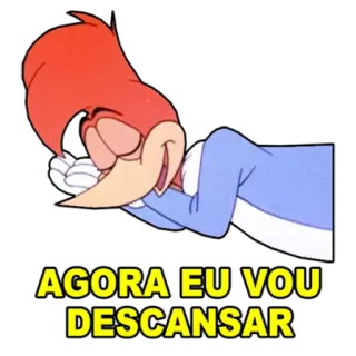 😴 Woody Woodpecker AGORA EU VOU DESCANSAR cartoon, woody woodpecker, resting, sleeping, relaxation, tired telegram sticker