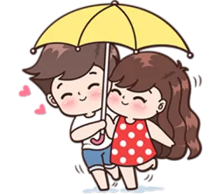 ☂ dibujos animados, amor, pareja, paraguas, lindo, romance, relación telegram sticker