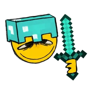 😊 Minecraft minecraft, emoji, helm, pedang berlian, video game telegram sticker