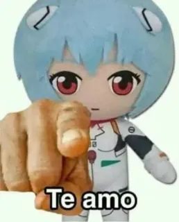 💙 Rei Ayanami Neon Genesis Evangelion Te amo anime, rei, evangelion, finger pointing, love telegram sticker