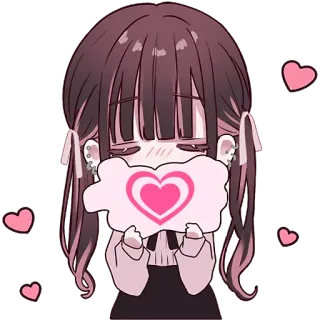 🫶 Anime meisje, Hart, Liefde, Leuk, Cartoon, Sticker telegram sticker