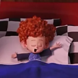 😴 Dennis Loughran Hotel Transylvania desenho animado, criança, criança, cama, sonolento, animação, personagem, Dennis, Hotel Transilvânia telegram sticker
