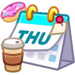 π THU kalender, donut, koffie, donderdag, herinnering, planning, schema telegram sticker