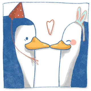👩‍❤️‍👨 anatra, amore, bacio, cartone animato, carino, animale, cuore telegram sticker
