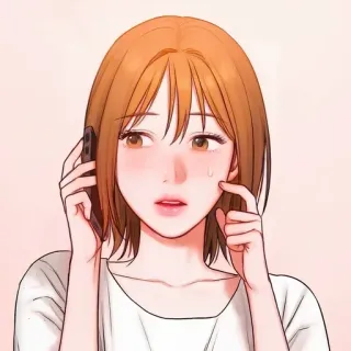🥀 mujer, anime, dibujos animados, femenino, teléfono, hablando, triste telegram sticker
