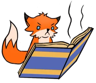 📖 renard, lecture, livre, animal, dessin animé, littérature whatsapp sticker
