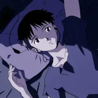 🎭 Shinji Ikari Neon Genesis Evangelion Anime, Shinji Ikari, Evangelion, Triste, Personaje, Tumbado, Escuchando música telegram sticker