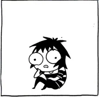☹ การ์ตูน, ตัวละคร, เศร้า, นั่ง, อีโม telegram sticker
