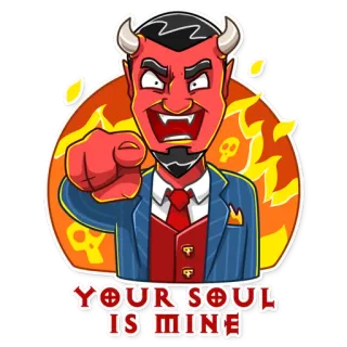 😠 YOUR SOUL IS MINE diabo, alma, meu, halloween, maligno, demônio, adesivo telegram sticker
