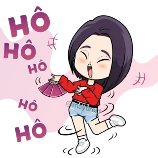 😂 Hô Hô Hô Hô cartoon, happy, girl, fan, joyful telegram sticker