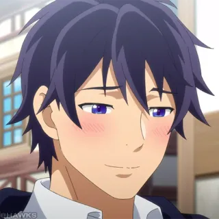 ⛓ Anime, Jongen, Glimlach, Schattig, Blozen, Cartoon, Manga, Portret telegram sticker