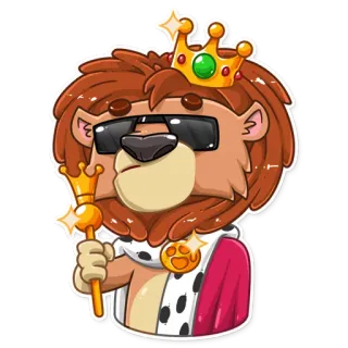 🤴 Löwe, König, Krone, Tier, Cartoon, Sonnenbrille telegram sticker