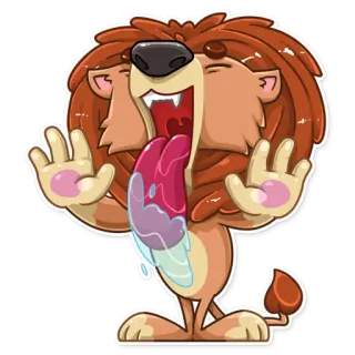 🤤 löwe, cartoon, tier, sabbern, zunge, süß, lustig telegram sticker