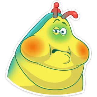 🥴 caterpillar, emoji, cartoon, insect, yellow, green whatsapp sticker