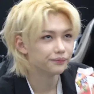 😐 Felix kpop, stray kids, idol, singer, blonde hair, portrait, male telegram sticker