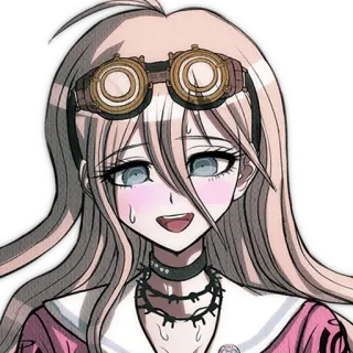 🤤 Miu Iruma Danganronpa V3: Killing Harmony Anime, Cô gái, Steampunk, Kính bảo hộ, Dễ thương, Đỏ mặt telegram sticker